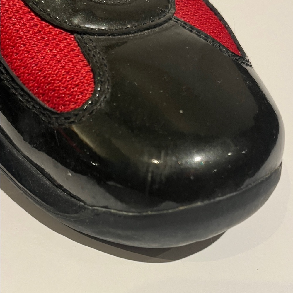 Prada Americas Cup Mesh and Patent Lace-Up Sneakers - Picture 8 of 16